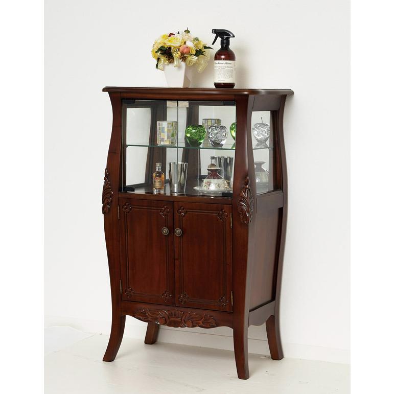 新品・送料無料》コモ ガラスキャビネット (ブラウン)(ホワイト