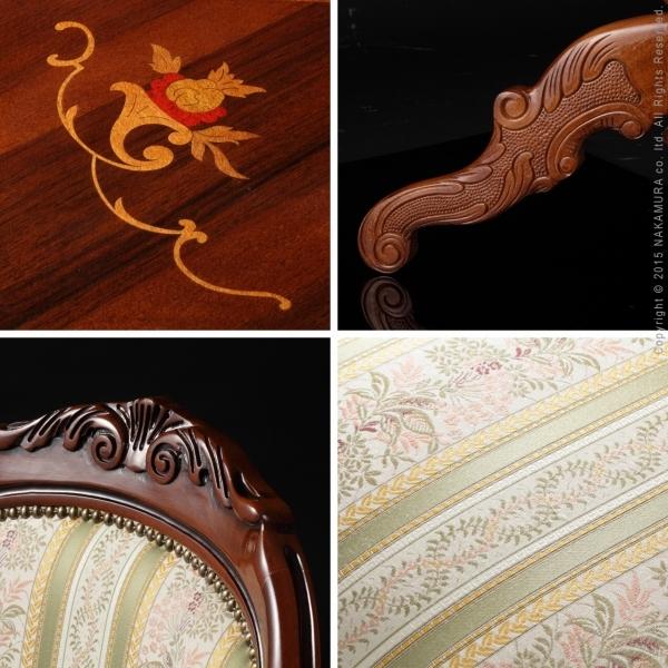 イタリア 家具 ヴェローナクラシック ダイニング5点セット:テーブル幅135cm+チェア-ミックスグリーン4脚 猫脚 輸入家具 イタリア製 42200128の画像