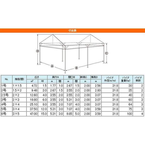 ワンタッチ スーパーキングＥ-テント 1号（1×1.5間） スチールフレーム 白 エステル帆布天幕 テント イベントテント｜the-tent｜03