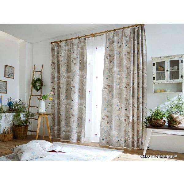 ムーミンカーテン 100×200 スミノエ 遮光 ドレープ 2つ山 1.5倍ヒダ