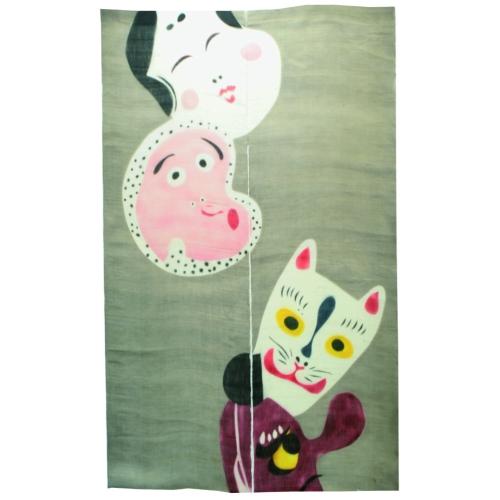 のれん 和風 おしゃれ 麻 150 85ｃｍ おかめひょっとこ 暖簾 和モダン 和雑貨 間仕切り 日本家屋 カフェ 店舗 雑貨屋リエット 通販 Yahoo ショッピング