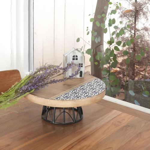 飾台 花台 おしゃれ 30cm 木製 ラウンド 丸形 サイドテーブル テーブル 