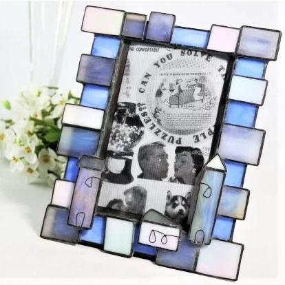 フォトフレーム おしゃれ 写真立て ステンドグラス ブルー インテリア 小物 置物 ディスプレイ プレゼント 置物 オブジェ ガラス 752 S 51 雑貨屋リエット 通販 Yahoo ショッピング