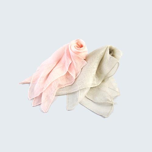 スカーフ シルク 桜染 絡み織りスカーフ M 絹100％ ピンク グレー 2色