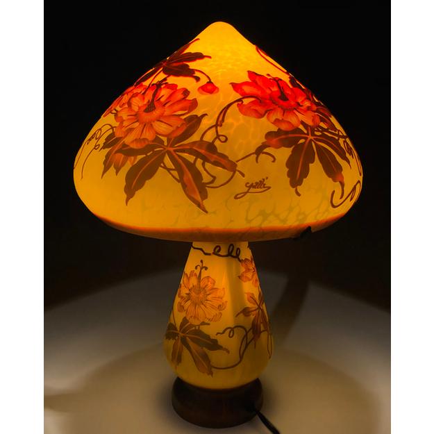 ガレ調ランプ ハイビスカス 花柄 テーブルランプ 硝子工芸 間接照明