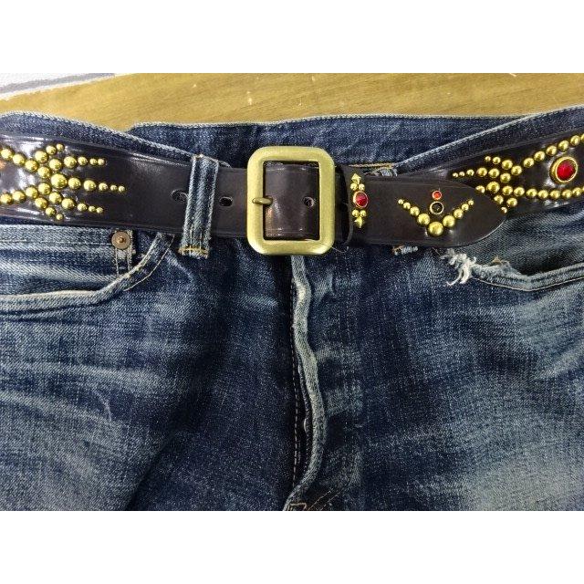 CUSHMAN クッシュマン 40mm SINGLE PIN STUDS LEATHER BELT CUSHMAN クッシュマン 40mm SINGLE PIN STUDS LEATHER BELT
