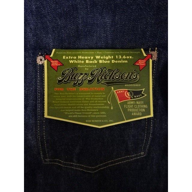 バズリクソンズ　大戦モデル　デニムジャケット　BR16041-421A)　ワンウォッシュ　検索：BUZZ RICKSON’S　WWII　DENIM　BLOUSE　物資統制の画像