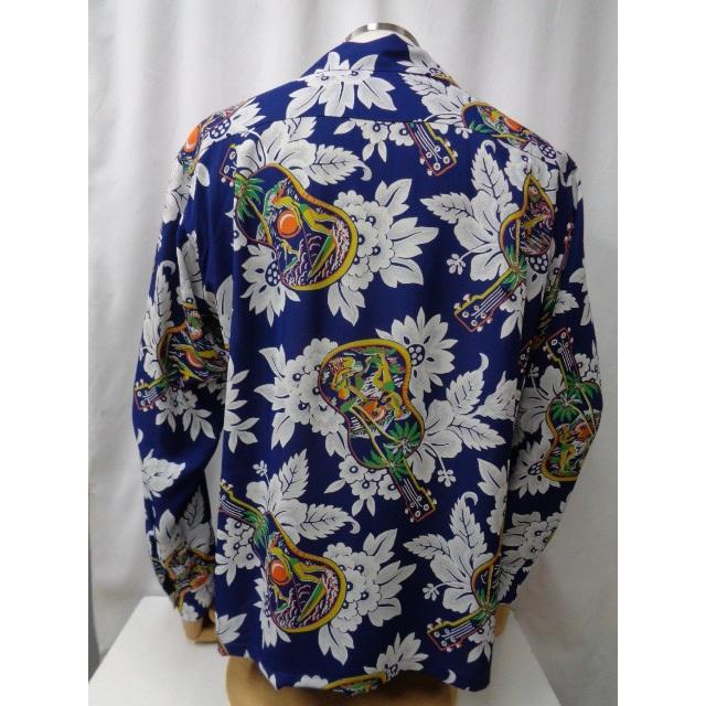 SUN SURFSS24657 Real aloha ハワイアン長袖シャツ L SUN SURF サンサーフ 長袖レーヨン ハワイアンシャツ “UKULELE MELODY