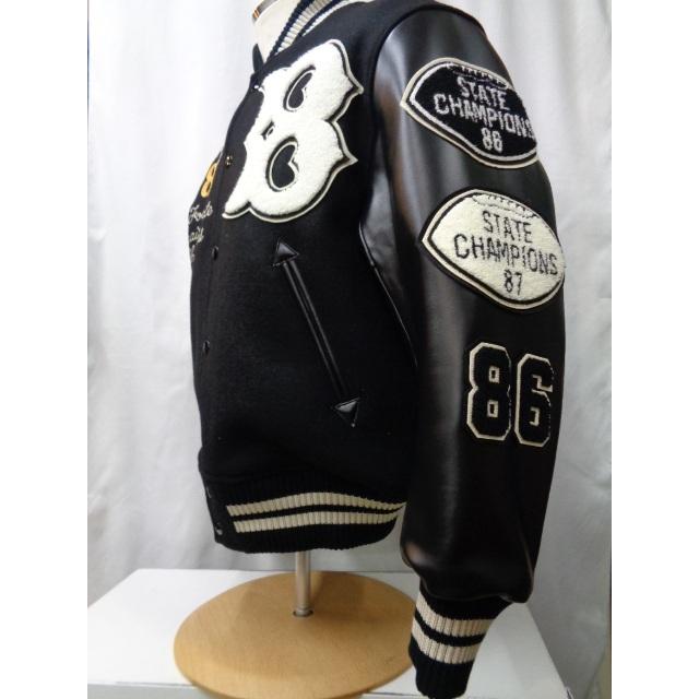 ホワイツビル　アワードジャケット（スタジャン）　”BLUE PECKERS”　WV15783-119　ブラック×ブラック　検索：WHITESVILLE　AWARD JACKET　メルトン　MELTONの画像