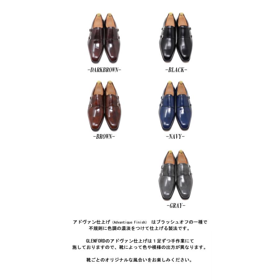 本革 メンズ スクエアトゥ ダブル モンクストラップ ビジネスシューズ