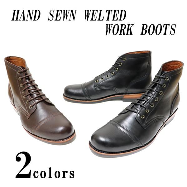 最安値に挑戦 本革 ハンドメイド ワークブーツ ハンドソーンウェルテッド製法 靴 シューズ ７ホール メンズ ブーツ カジュアルブーツ ブラック ダークブラウン 手作り靴 最新コレックション Vinylspotnyc Com