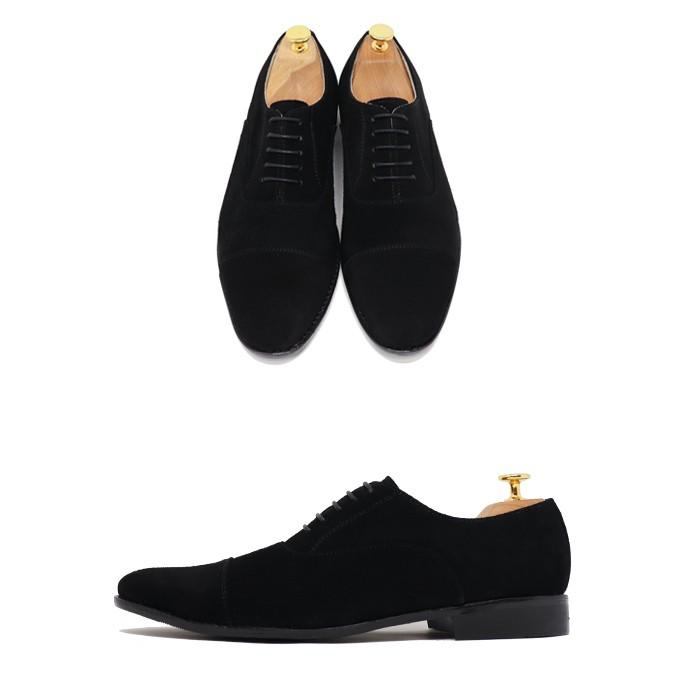 本革 メンズ スエード ストレートチップ 内羽根 ビジネスシューズ