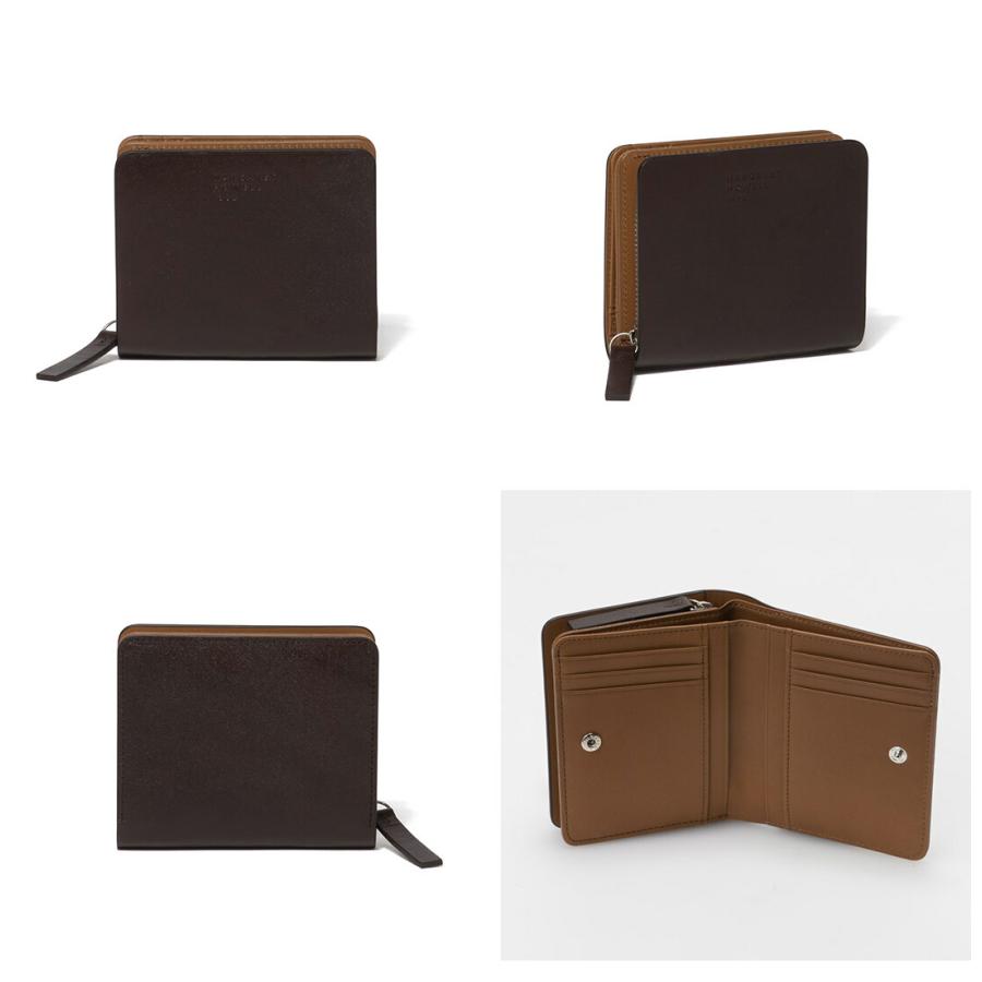 マーガレットハウエルアイデア コンパクトラウンドジップ折り財布 茶 新品 レザー MARGARET HOWELL idea（マーガレット ハウエル アイデア） 【正規販売