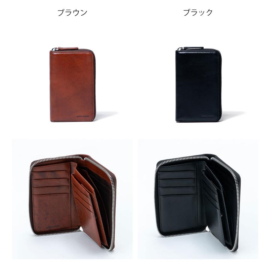【正規販売店】mila schon SHADOW SMOOTH ラウンドファスナー折り財布(縦型) ［ ミラ・ショーン ］ メンズ 折財布 二つ折り レザー 本革 | mila schon | 05