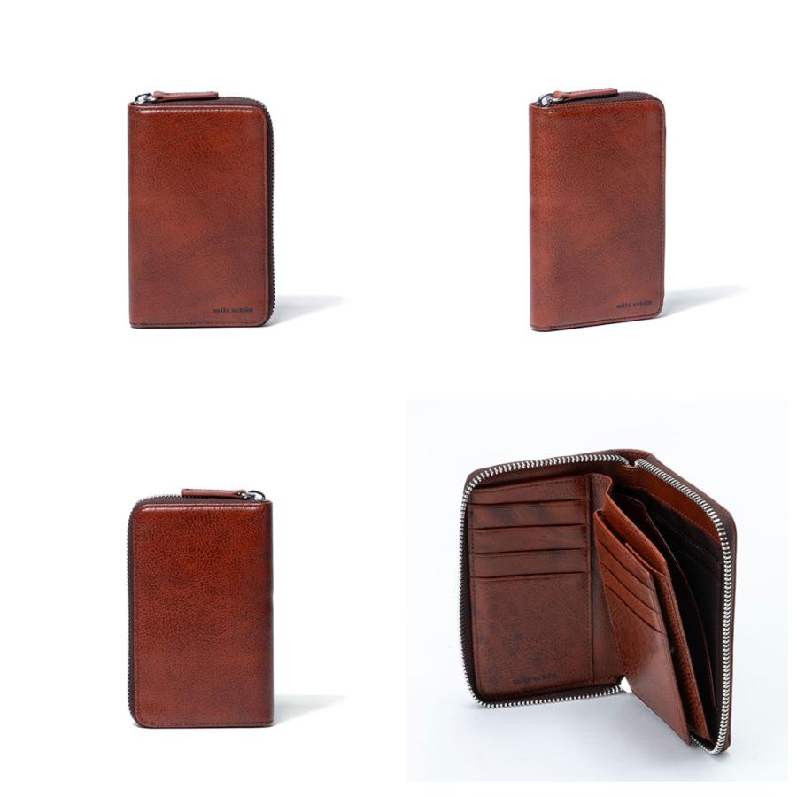 【正規販売店】mila schon SHADOW SMOOTH ラウンドファスナー折り財布(縦型) ［ ミラ・ショーン ］ メンズ 折財布 二つ折り レザー 本革 | mila schon | 07