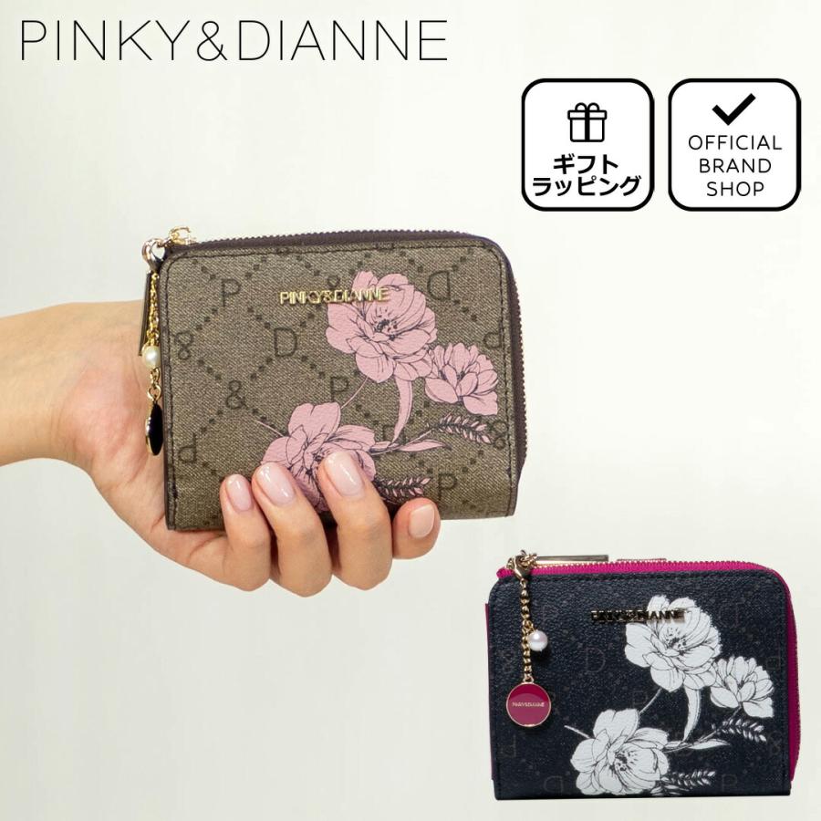 正規販売店】PINKY&DIANNE フラワーペイント L字ファスナー折り財布