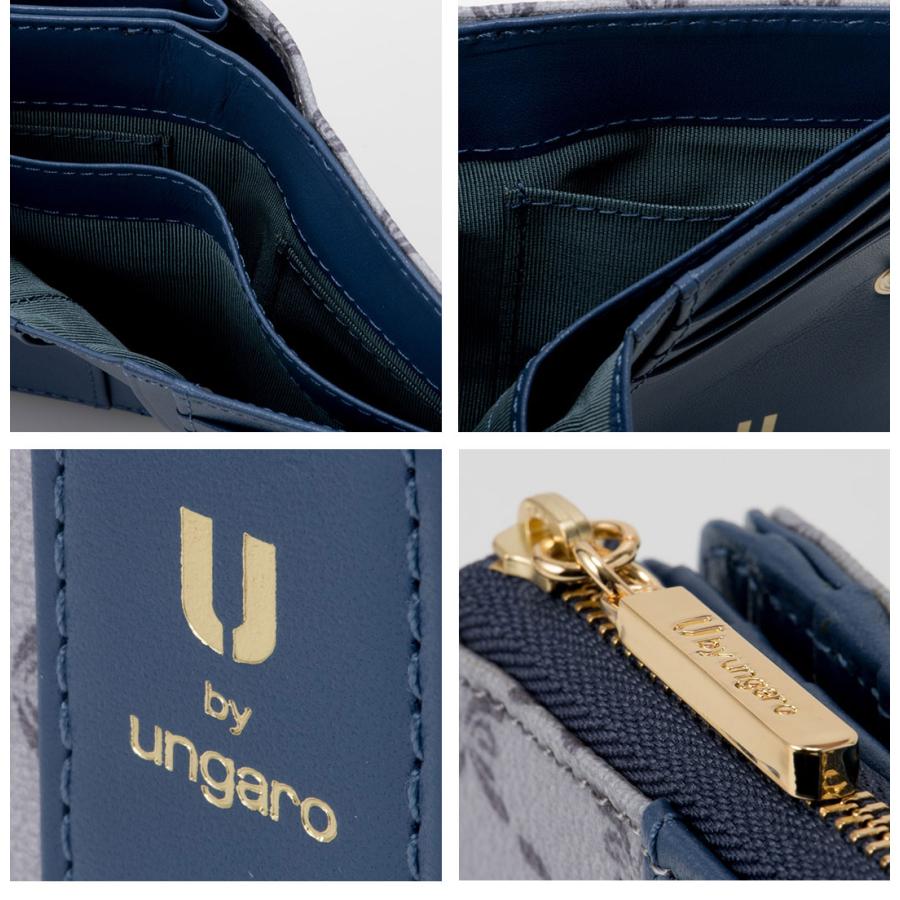 U by ungaro 青 二つ折り財布 U by ungaro(ユーバイウンガロ) パピヨン L字ファスナー二つ折り財布