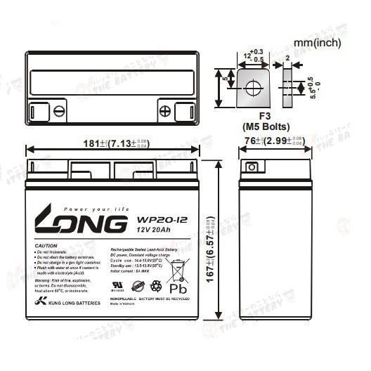 KUNG LONG（ロング） WP20-12 ロングバッテリー 互換 HF17-12A 12SN18