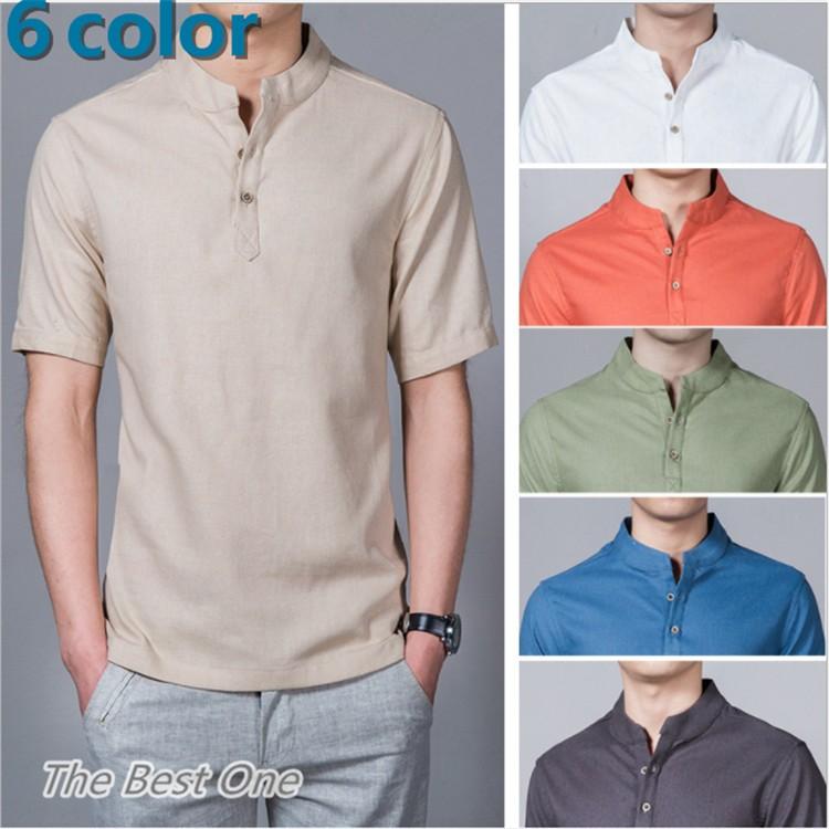 ｔシャツ メンズ スタンドカラー コットン カジュアル スリム ボタン 無地 薄生地 七色 新作 涼しいシャツ B274 The Best One 通販 Yahoo ショッピング
