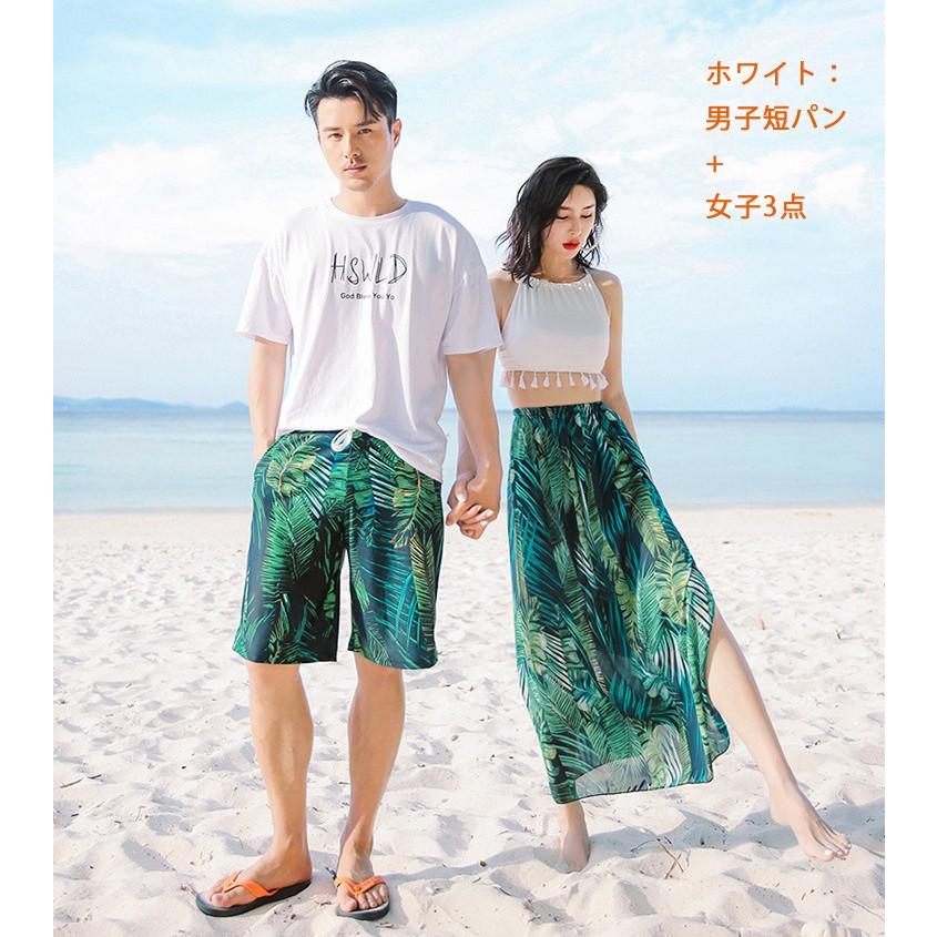 新版 水着ペア ペアルック カップル水着 レディース 4点セット 花柄パッド付き メンズ水着 ビーチパンツ サーフパンツ 男女 温泉 蜜月 海外旅 最新モデルが入荷 Carlavista Com