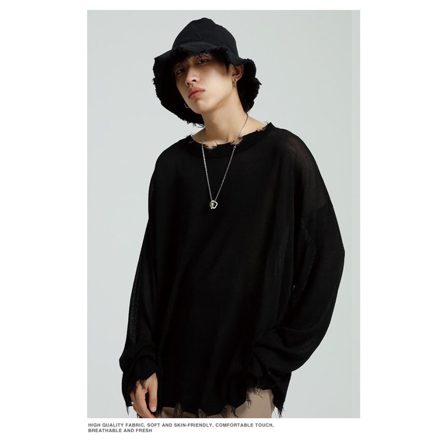 メンズファッション ダメージ ニットセーター タートルネック クルーネック トップス 長袖 プルオーバー 無地 Tシャツ マストアイテム オーバーサイズ B581 The Best One 通販 Yahoo ショッピング
