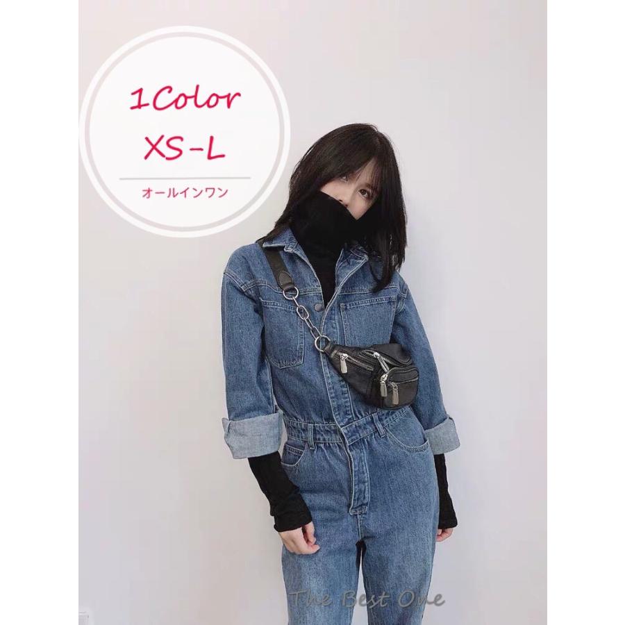 レディース デニム オールインワン オーバーオール つなぎ パンツ カバーオール 長袖 サロペット ロングパンツ 体型カバー カジュアル 連体服 スキニー B607 The Best One 通販 Yahoo ショッピング