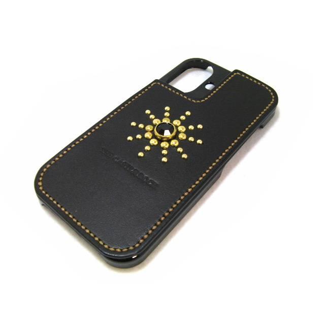 レザーiPhone16ケース【育つ】【スタッズ】【ロゴ入り】 アメカジ　バイカー iPhone16 ケース 栃木レザー 本革 スタッズ 背面型 選べるスタッズ