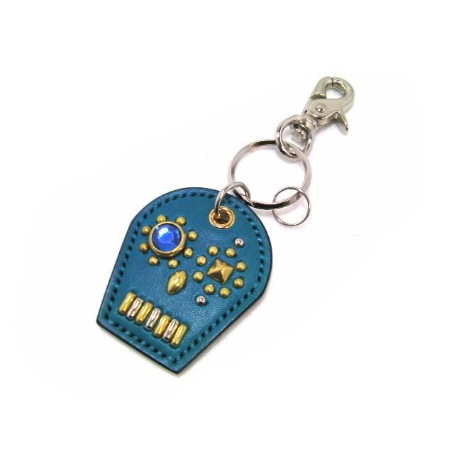 栃木レザー スカルスタッズ キーホルダー キーリング スマートキー対応