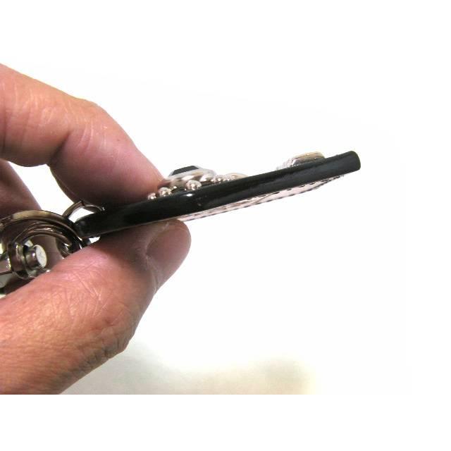 栃木レザー スカルスタッズ キーホルダー キーリング スマートキー対応