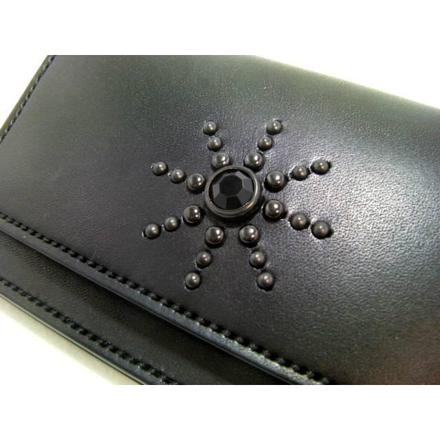 栃木レザー 本革 トラッカーウォレット ミドルウォレット スタッズ