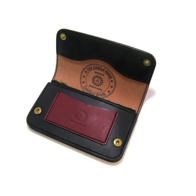 栃木レザー 本革 トラッカーウォレット ミドルウォレット スタッズ