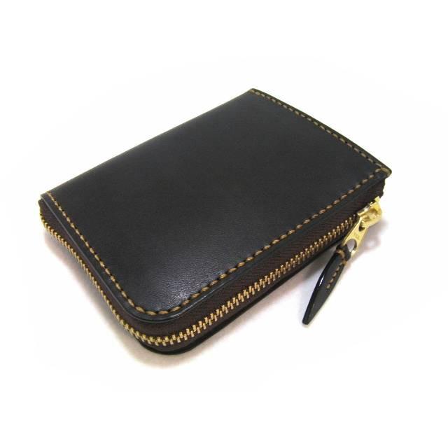 ブラックレザー ジッパーコンパクト財布 コンパクトジップ ウォレットト | ブラック レザー・ウォレット