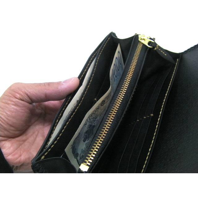 送料無料】 栃木レザー ヌメ革 長財布 メンズ レディース 黒