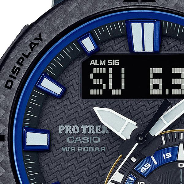 プロトレック アングラーライン カーボンベゼル搭載 PRW-73X-1JF メンズ 腕時計 電波ソーラー アナデジ フィッシングタイマー 国内正規品の画像