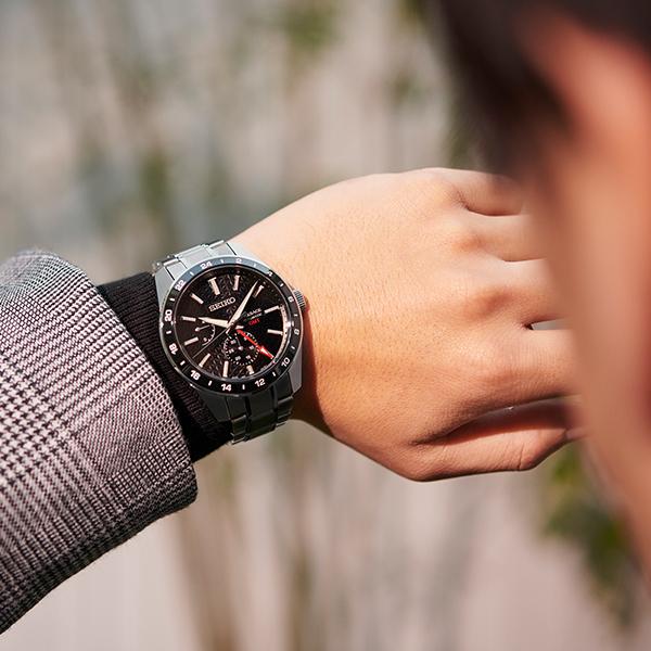 セイコー プレザージュ シャープエッジドシリーズ GMT SARF005 メンズ 腕時計 メカニカル 麻の葉文様ダイヤル ブラック コアショップ専売｜theclockhouse-y｜11