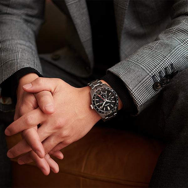 セイコー プレザージュ シャープエッジドシリーズ GMT SARF005 メンズ 腕時計 メカニカル 麻の葉文様ダイヤル ブラック コアショップ専売｜theclockhouse-y｜07