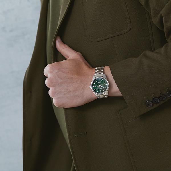 セイコー プレザージュ シャープエッジドシリーズ SARX079 メンズ腕時計 メカニカル 自動巻き 麻の葉文様 メタルバンド グリーン コアショップ