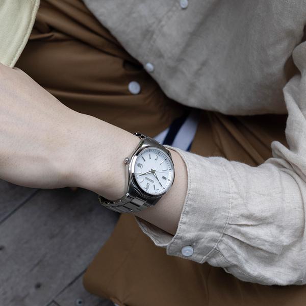 美品 セイコー ソーラー電波 メンズ腕時計 デイト チタン ホワイト 動作良好 SEIKO SELECTION セイコー セレクション Sシリーズ SBTM317 メンズ