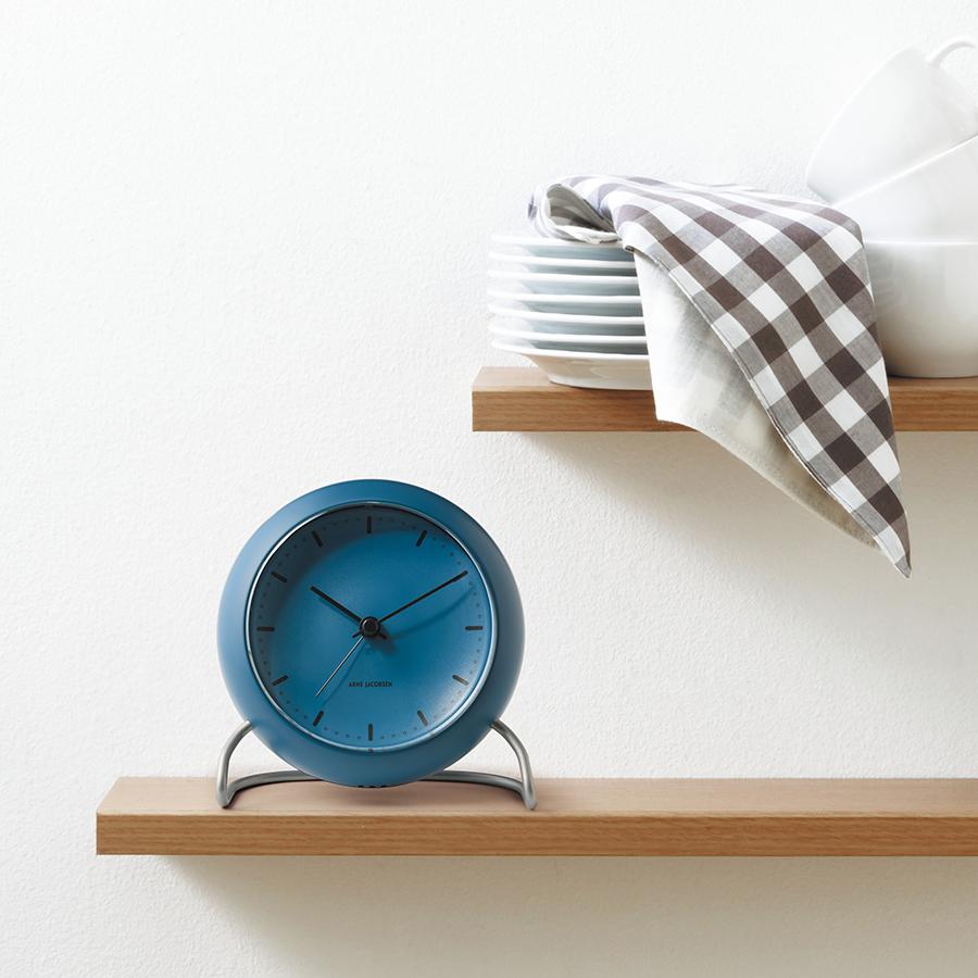 アルネヤコブセン　テーブルクロック　水色 アナログ置時計 ARNE JACOBSEN アルネヤコブセン シティホール 置時計 テーブル