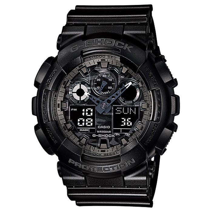 G-SHOCK GA-100CF-1AJF メンズ 腕時計 アナデジ ブラック グレー 迷彩