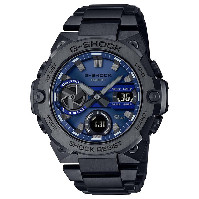 G-SHOCK G-STEEL GST-B400BD-1A2JF メンズ 腕時計 ソーラー Bluetooth アナログ デジタル メタルバンド 薄型 ブルー ブラック カシオ 国内正規品｜theclockhouse｜02