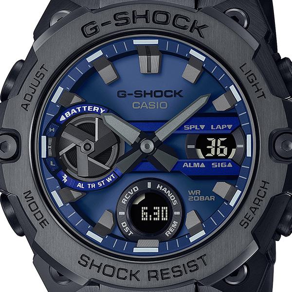 G-SHOCK G-STEEL GST-B400BD-1A2JF メンズ 腕時計 ソーラー Bluetooth アナログ デジタル メタルバンド 薄型 ブルー ブラック カシオ 国内正規品｜theclockhouse｜03