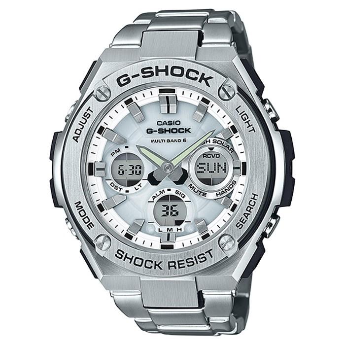 G-SHOCK G-STEEL 電波ソーラー メンズ 腕時計 アナログ デジタル ホワイト シルバー メタルバンド GST-W110D-7AJF  カシオ 国内正規品