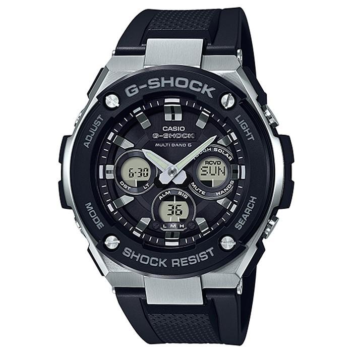 G-SHOCK G-STEEL ミドルサイズ 電波ソーラー メンズ 腕時計 アナログ デジタル ブラック メタル GST-W300-1AJF カシオ 国内正規品｜theclockhouse｜02