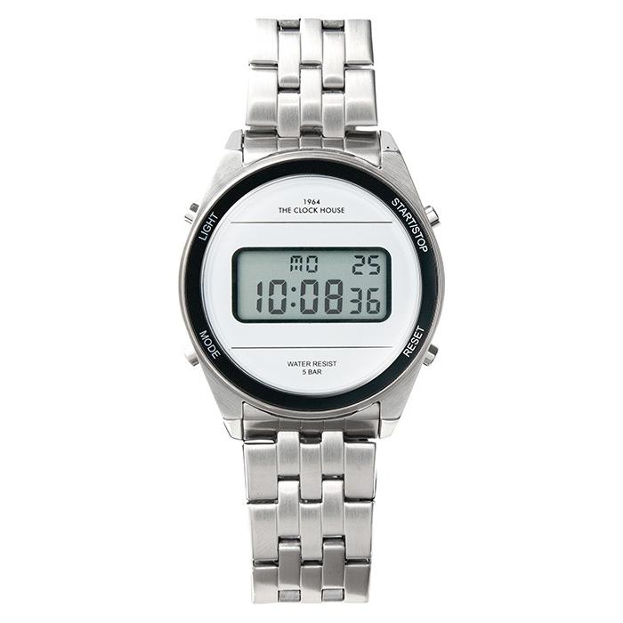 ザ・クロックハウス タウンカジュアル メタル デジタル ユニセックス 腕時計 ラウンド ホワイト シルバー レトロモダン 防水 MTC7002-WH1A | THE CLOCK HOUSE | 01