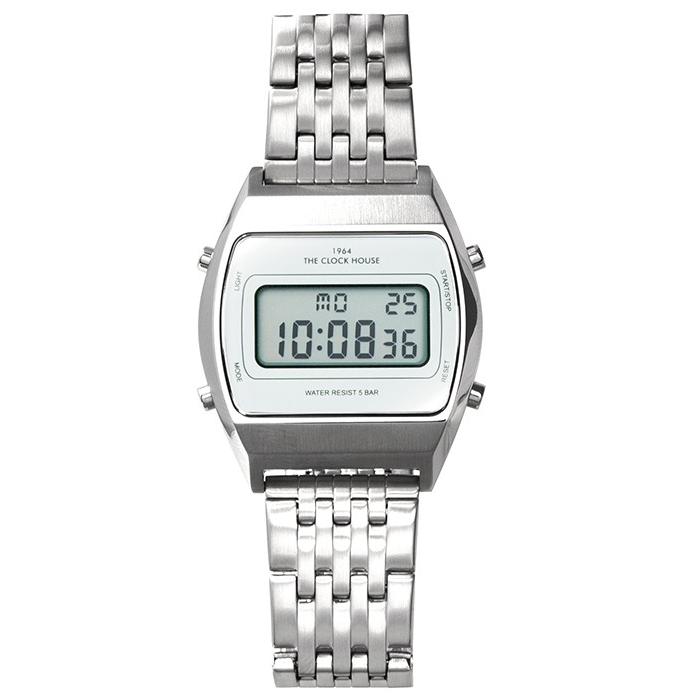ザ・クロックハウス タウンカジュアル メタル デジタル ユニセックス 腕時計 トノー ホワイト シルバー レトロモダン 防水 MTC7003-WH1A | THE CLOCK HOUSE | 01