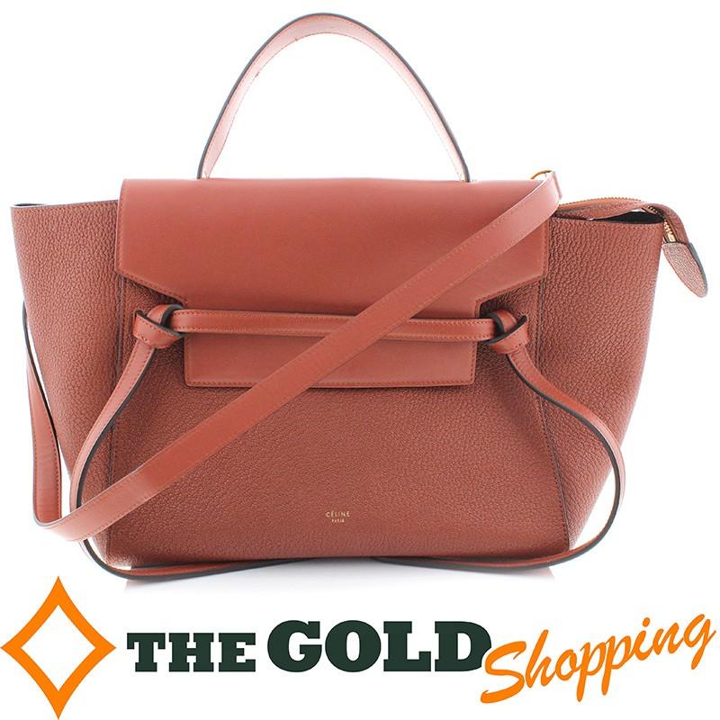 セリーヌ ベルトバッグ ミニ ブリック 赤茶 レッドブラウン レンガ色 ゴールド金具 2way ハンドバッグ ショルダーバッグ Celine 中古 ザ ゴールド Bst The Gold ショッピング ヤフー店 通販 Yahoo ショッピング