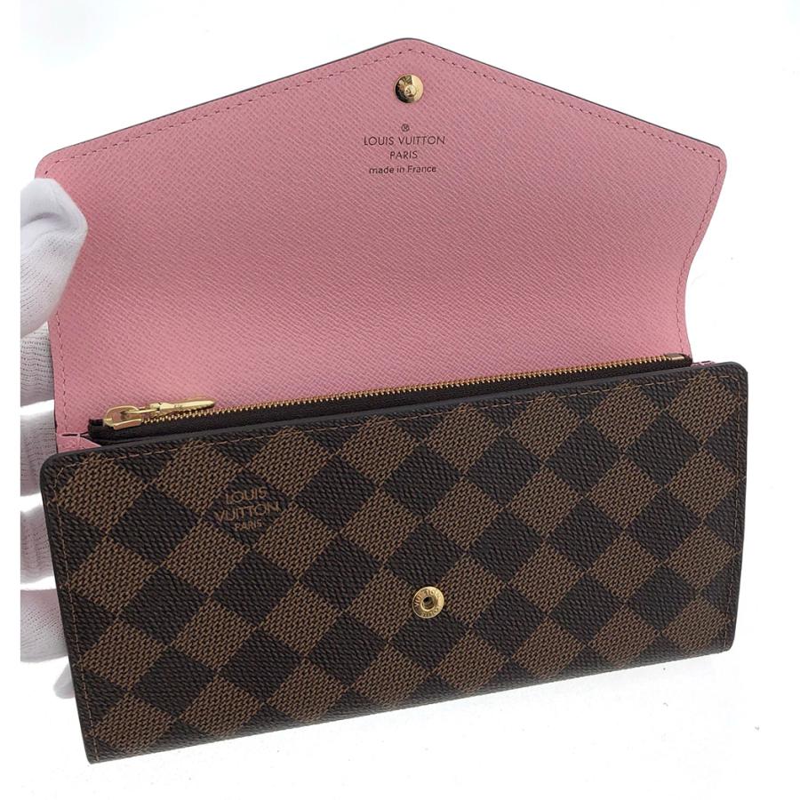 【美品】 ルイヴィトン ダミエ エベヌ ポルト フォイユ サラ 長財布 6枚 LOUIS VUITTON ルイヴィトン ポルトフォイユ サラ フラワー
