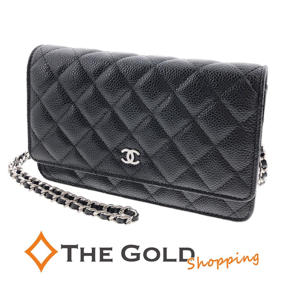 CHANEL シャネル チェーンウォレット AP0250 キャビアスキン レザー  