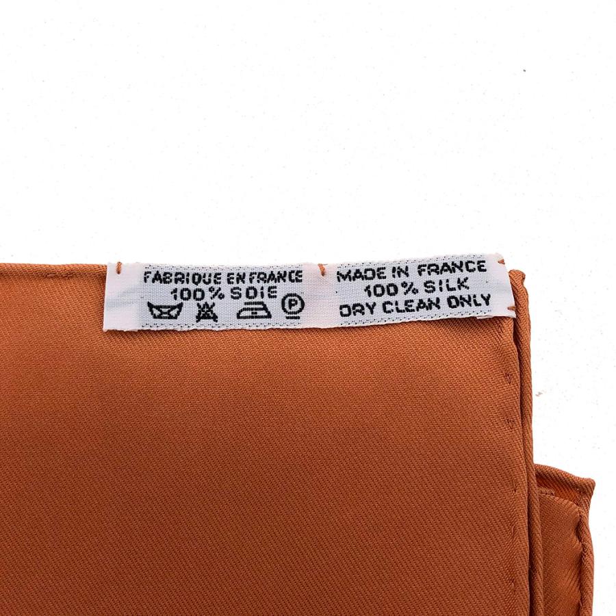 エルメス カレ90 王妃のターバン TURBANS DES REINES シルク100% オレンジ ベージュ 正方形 橙 HERMES ストール スカーフ◆中古｜thegoldshopping｜11